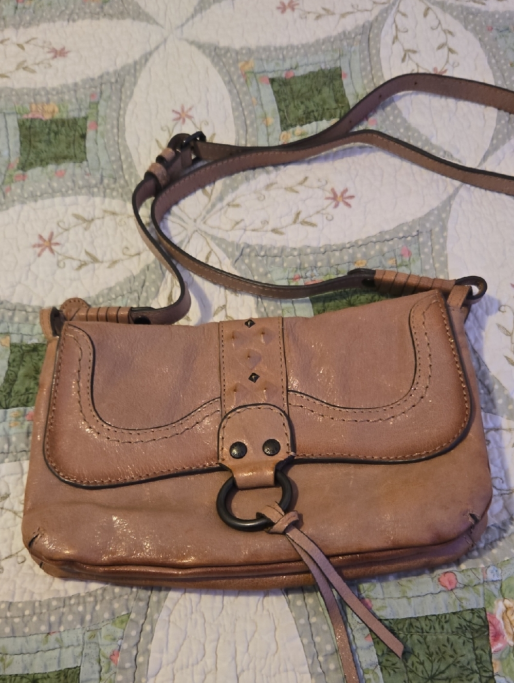 Frye Leather Crossbody Bag in Dusty Rose - Classic Women’s Shoulder Bag